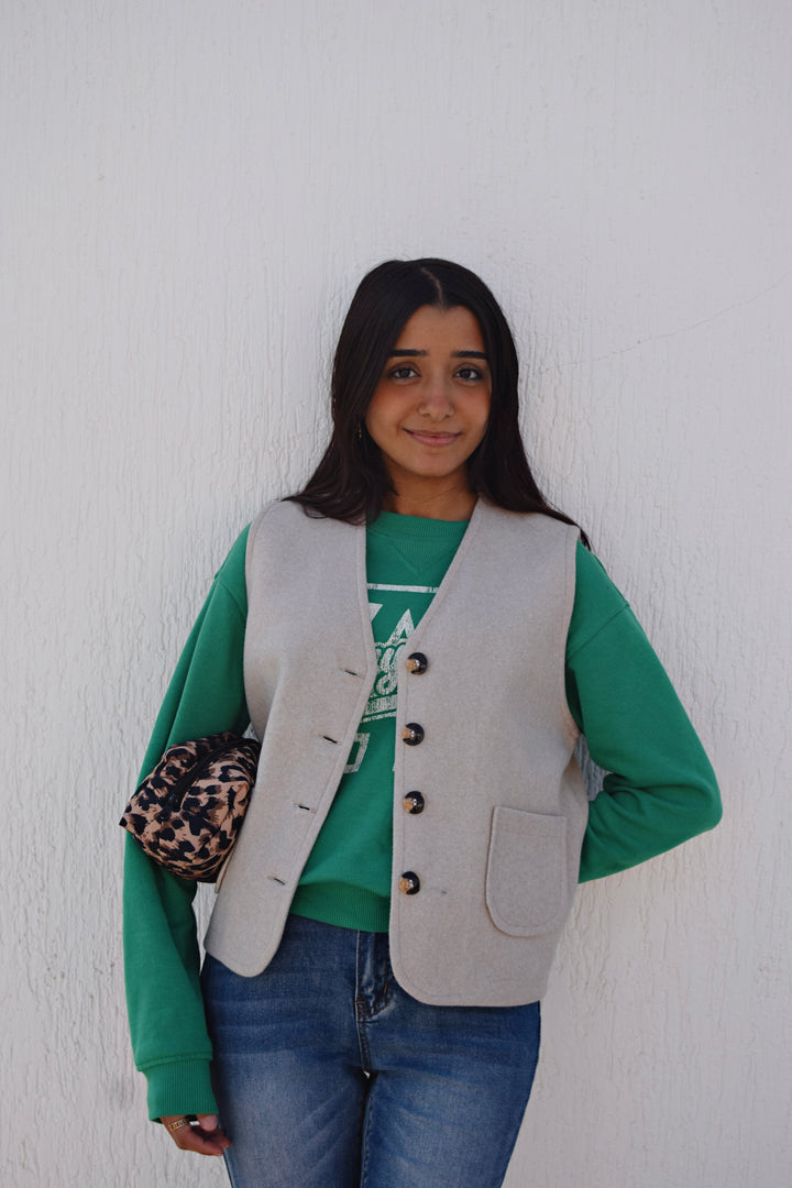 Cropped Felt Vest